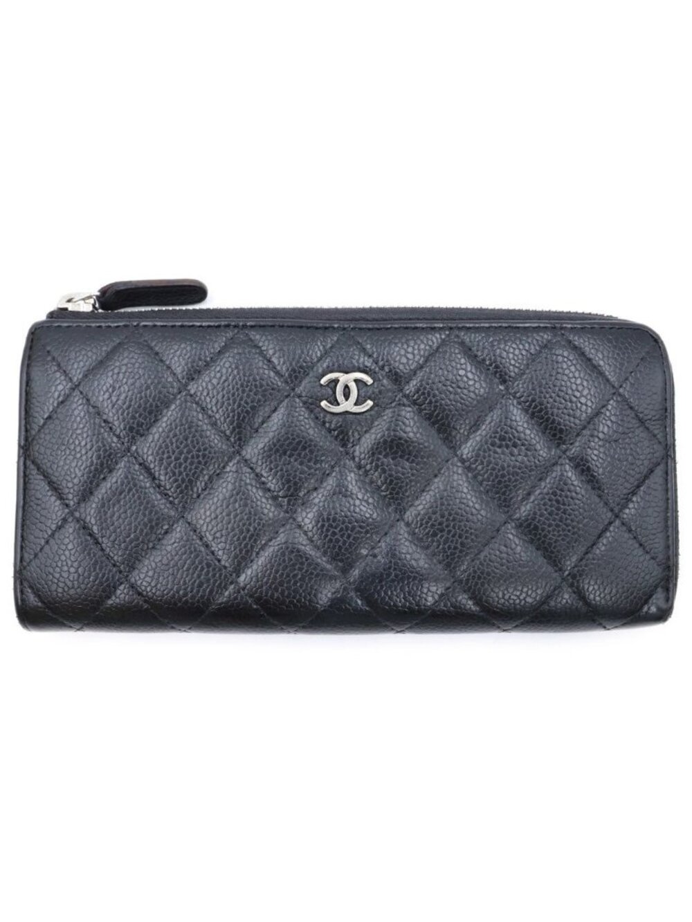 Chanel Caviar Quilted Round Zip Wallet Black